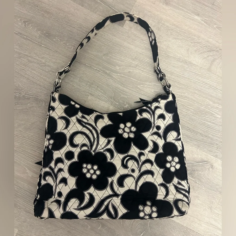 Vera Bradley Night and Day Floral Black and White Quilted Shoulder Bag - Picture 2 of 4